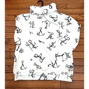 Women's Cegolfs Women's Long Sleeve Jacket- Black & White Stick People Sz Small